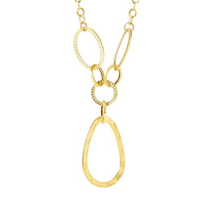 18K Pure Gold Oval Linked Necklace