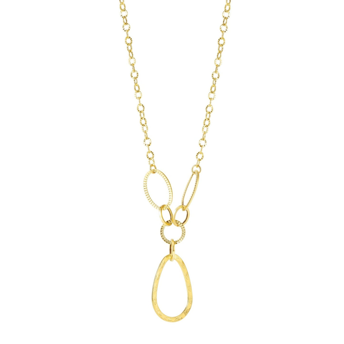 18K Pure Gold Oval Linked Necklace
