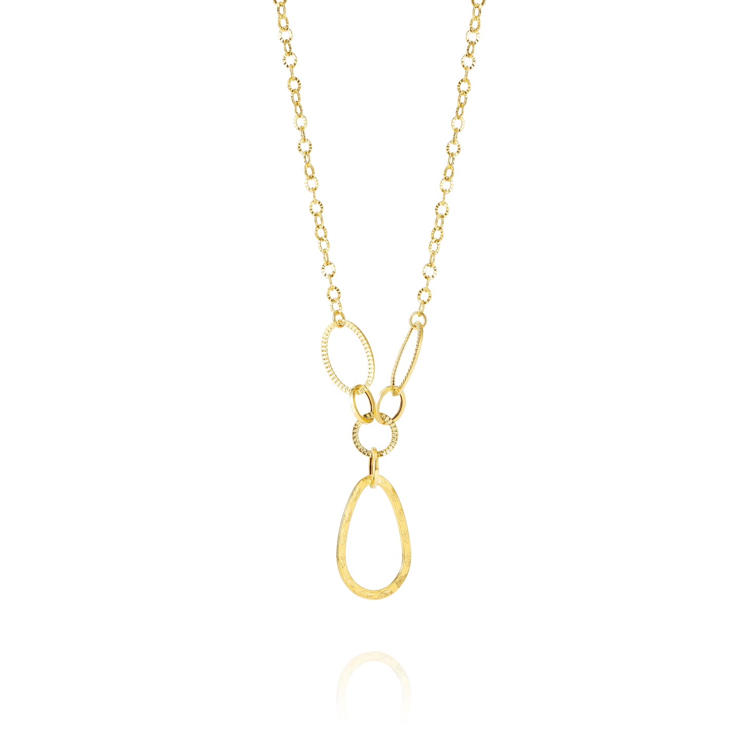 18K Pure Gold Oval Linked Necklace