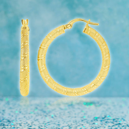 18K Pure Gold Round Loop Earrings