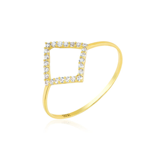18K Pure Gold Diamond Design w/ Zircon Stone Ring