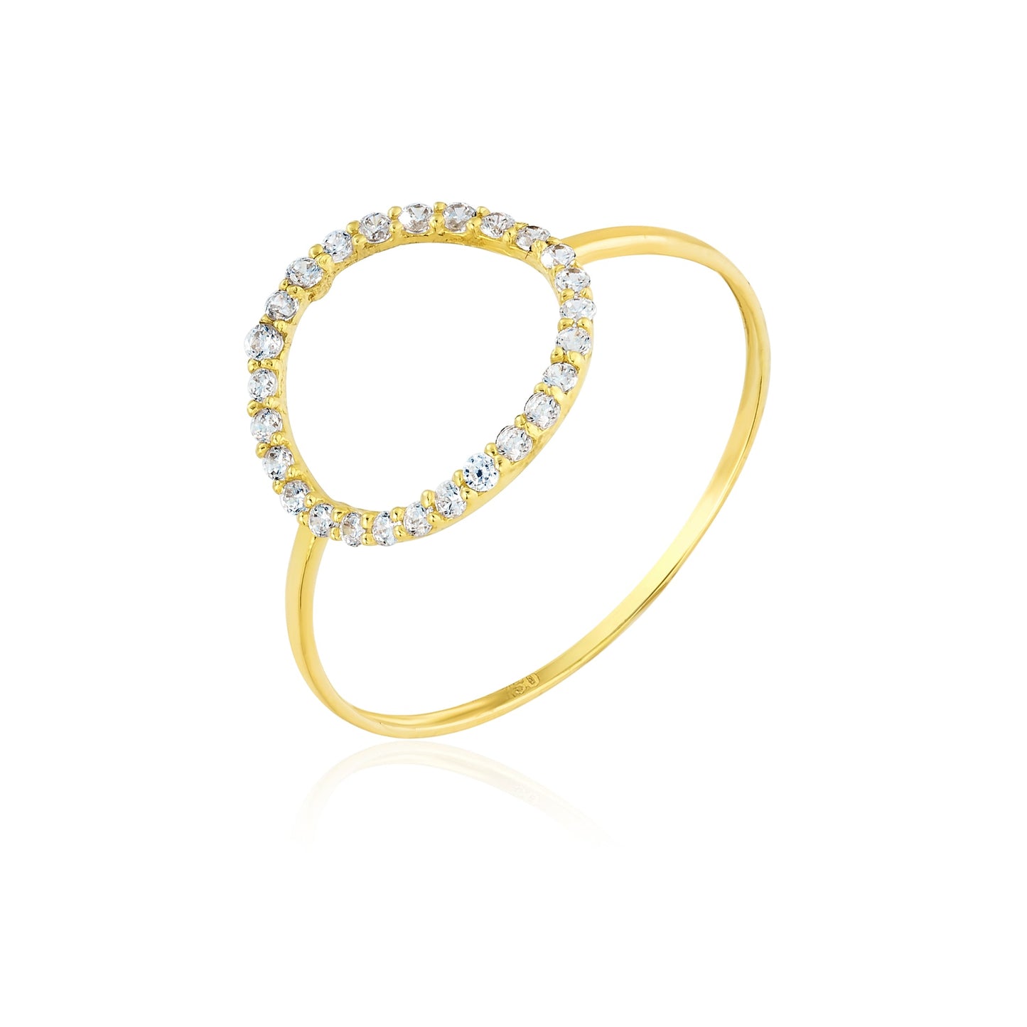 18K Pure Gold Round Design w/ Zircon Stone Ring