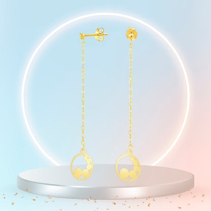 18K Pure Gold Hanging Round Earring Set