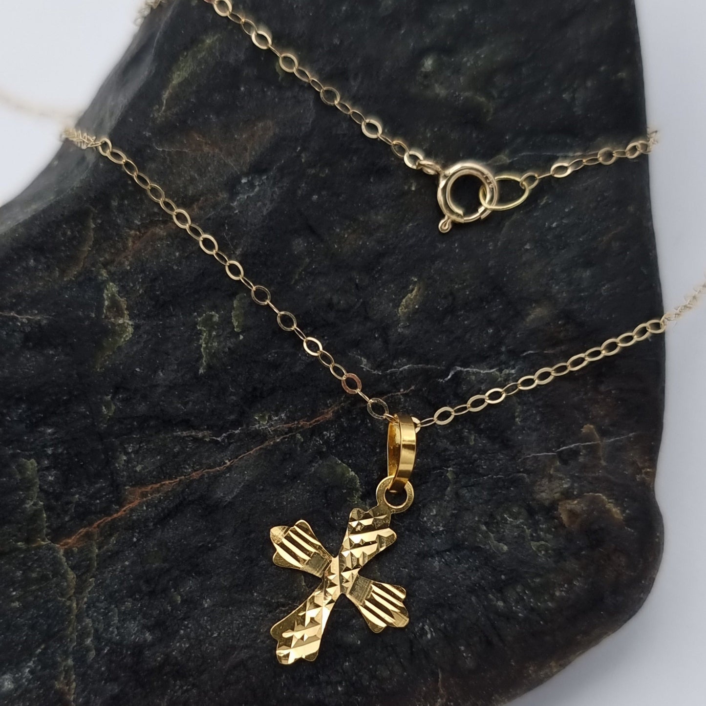 18K Pure Gold Cross Necklace