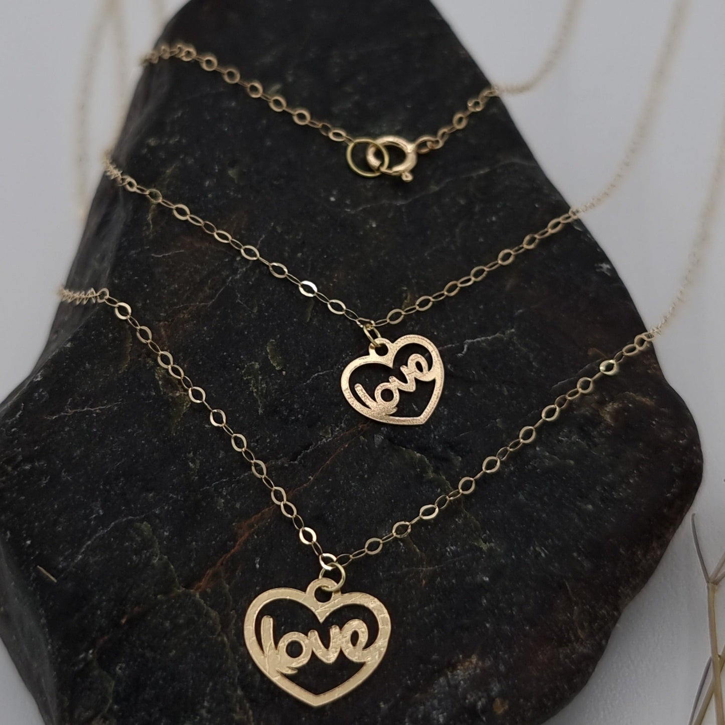 18K Pure Gold 2 Layer Love Necklace