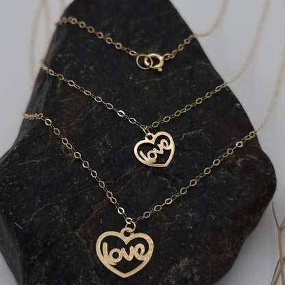 18K Pure Gold 2 Layer Love Necklace
