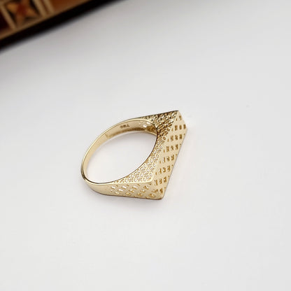 18K Pure Gold Square Net Ring