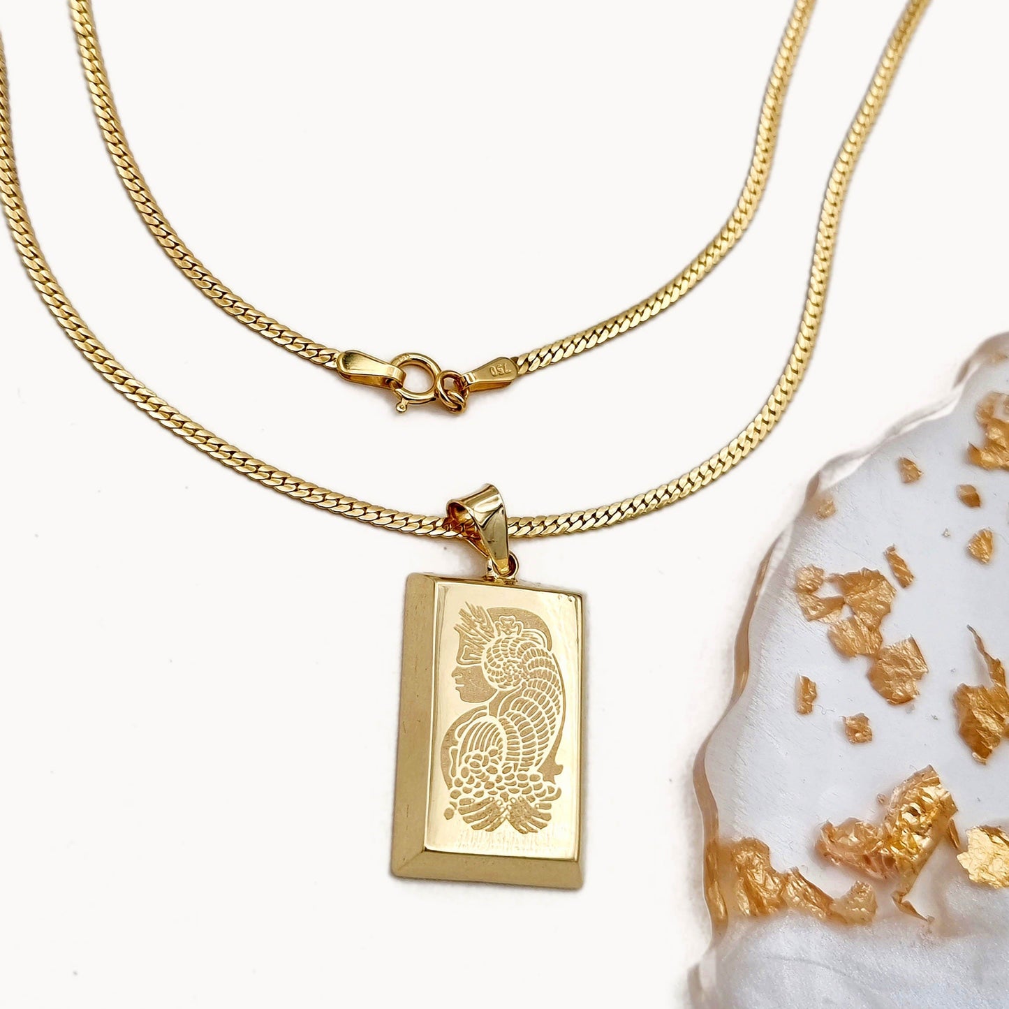 18K Pure Gold Bar Necklace