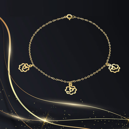 18K Pure Gold Fine Flower Bracelet