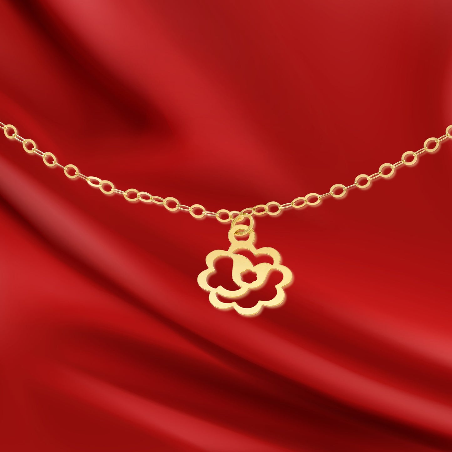 18K Pure Gold Fine Flower Bracelet