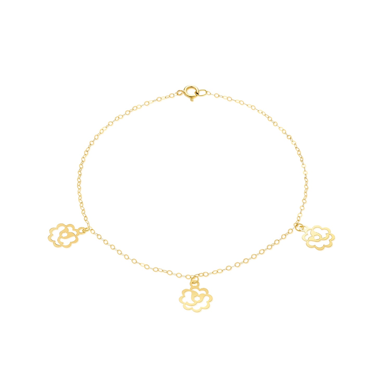 18K Pure Gold Fine Flower Bracelet