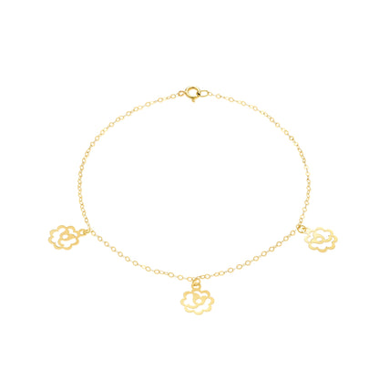 18K Pure Gold Fine Flower Bracelet
