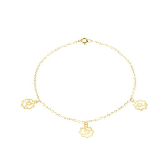 18K Pure Gold Fine Flower Bracelet