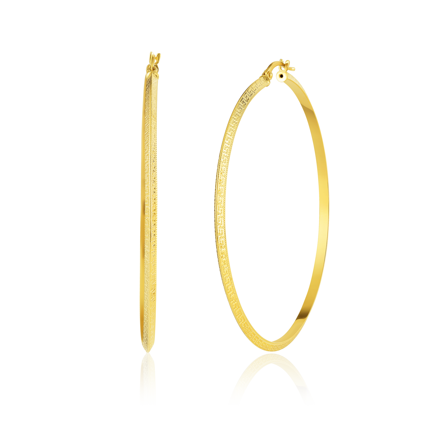 18K Pure Gold Round Loop Earrings