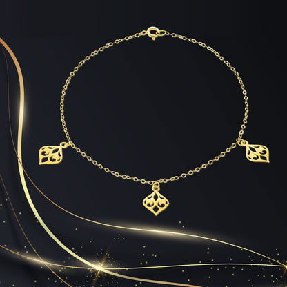 18K Pure Gold Fine Leaf Bracelet