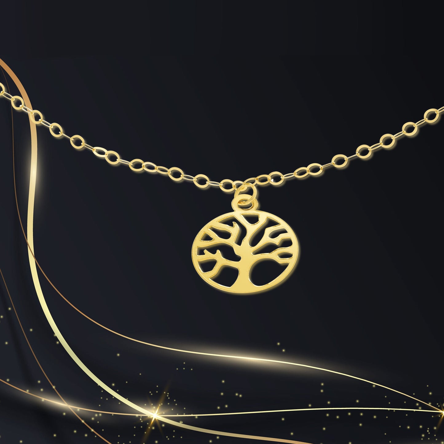 18K Pure Gold Fine Tree Bracelet