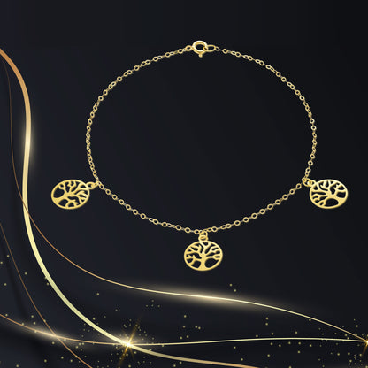 18K Pure Gold Fine Tree Bracelet