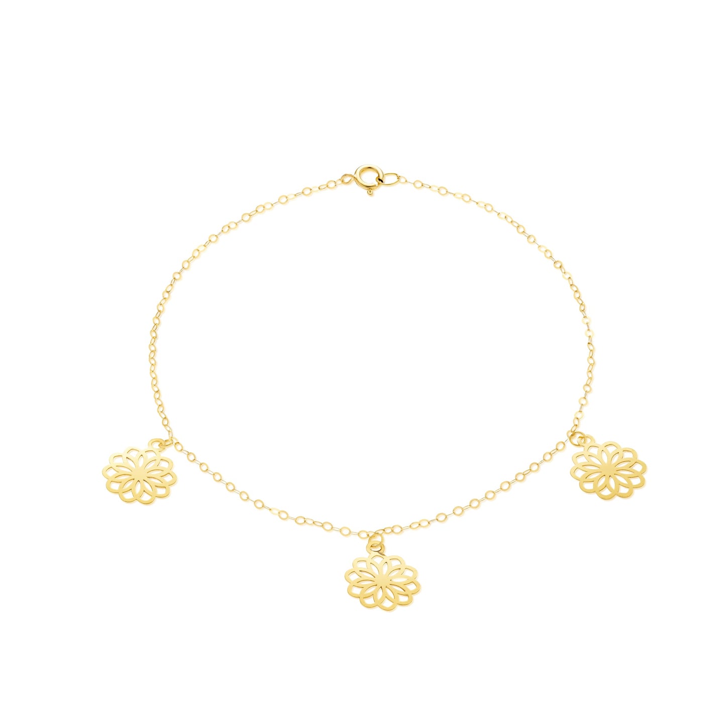 18K Pure Gold Fine Flower Bracelet