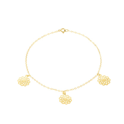 18K Pure Gold Fine Flower Bracelet