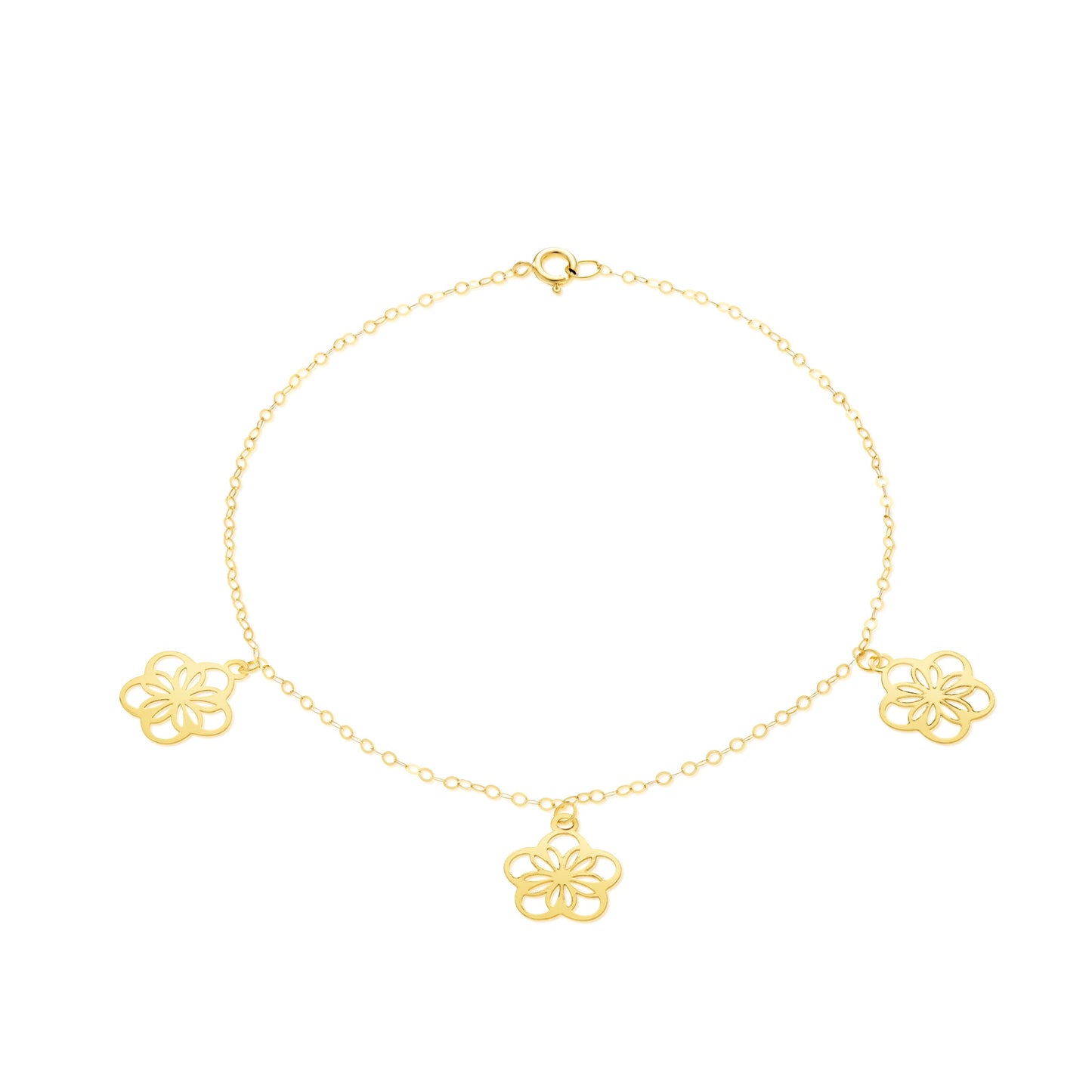 18K Pure Gold Fine Flower Bracelet