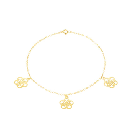 18K Pure Gold Fine Flower Bracelet