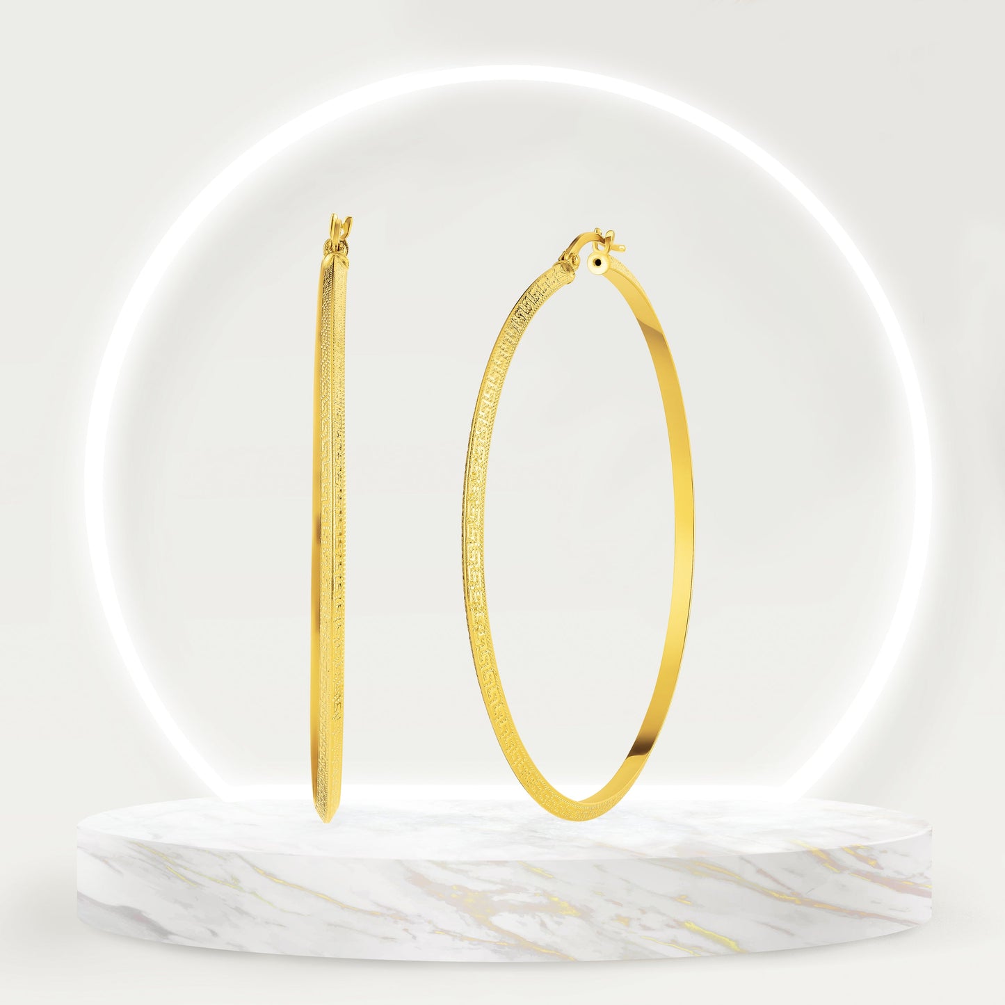18K Pure Gold Round Loop Earrings