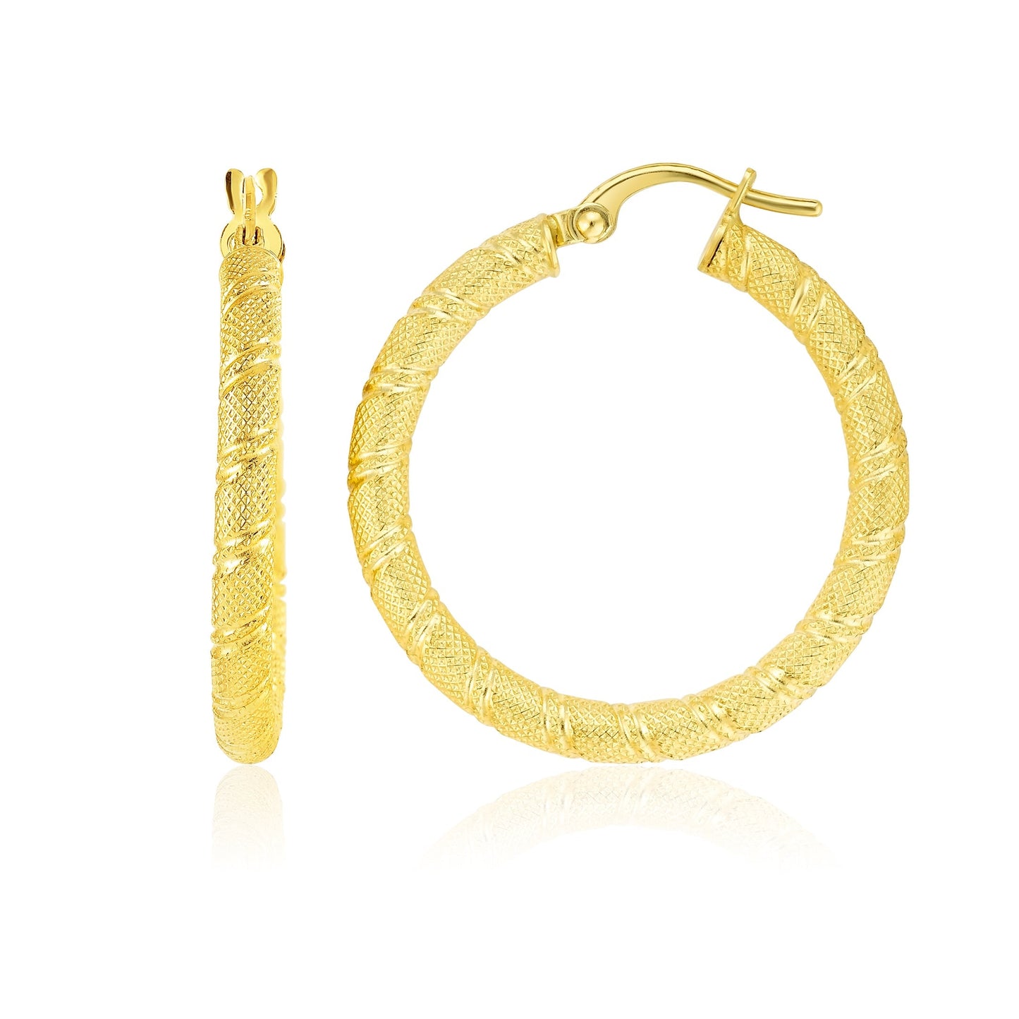 18K Pure Gold Round Loop Earrings