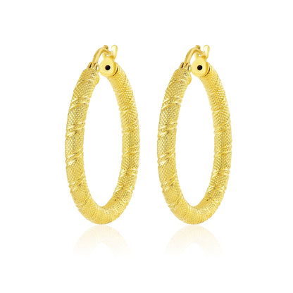 18K Pure Gold Round Loop Earrings