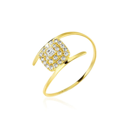 18K Pure Gold Square Stone Ring
