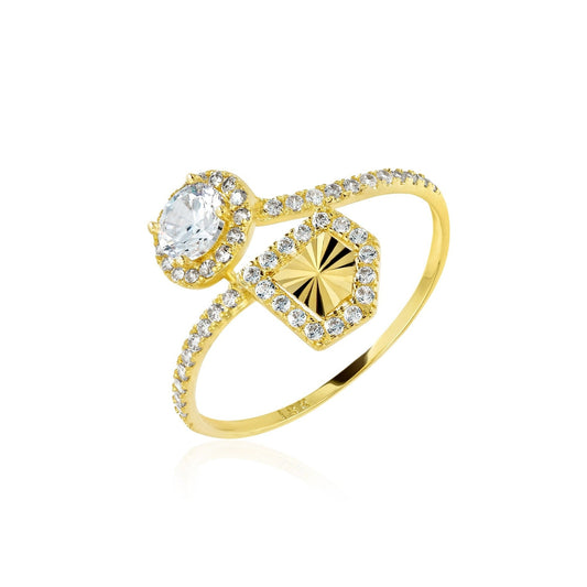 18K Pure Gold Stone Ring