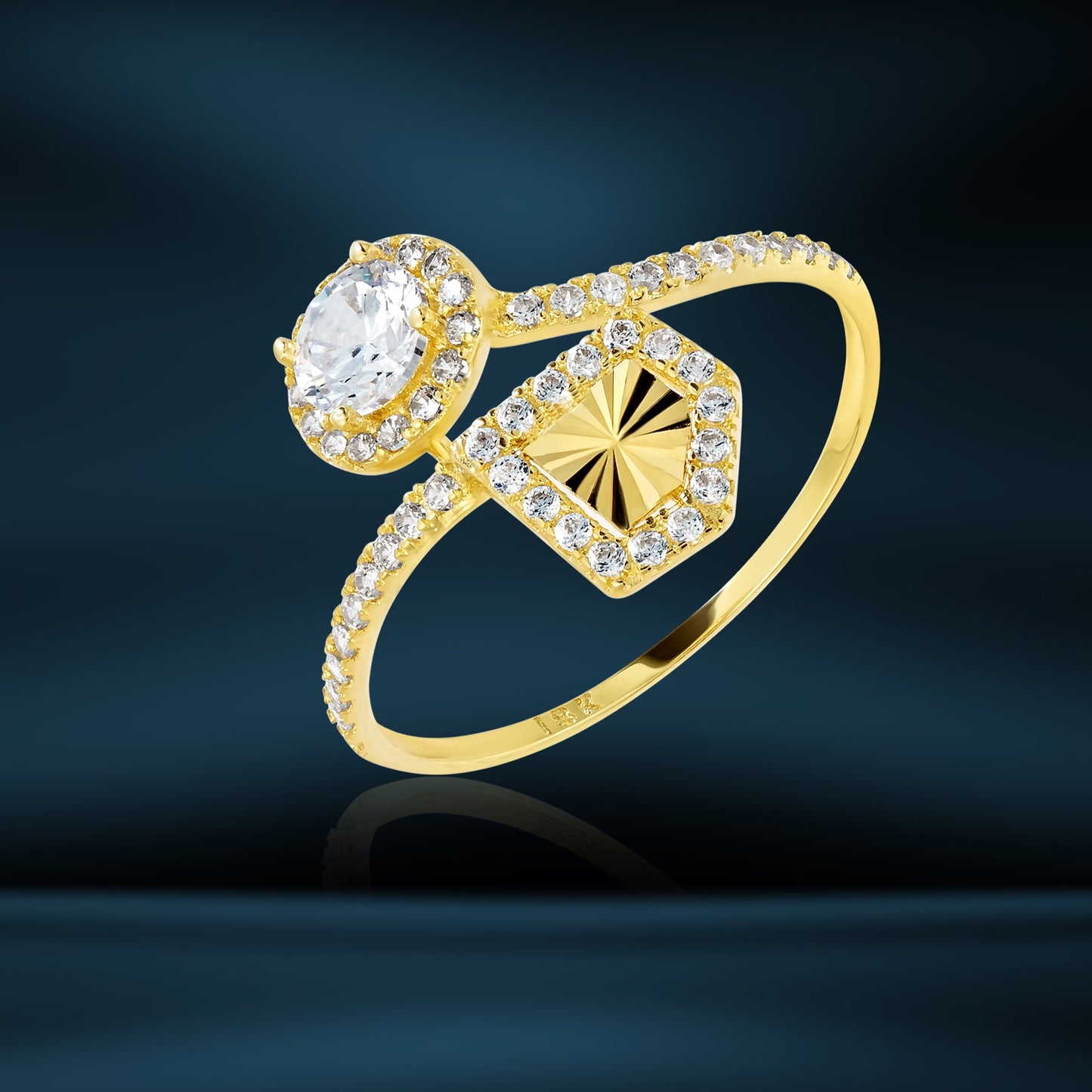 18K Pure Gold Stone Ring
