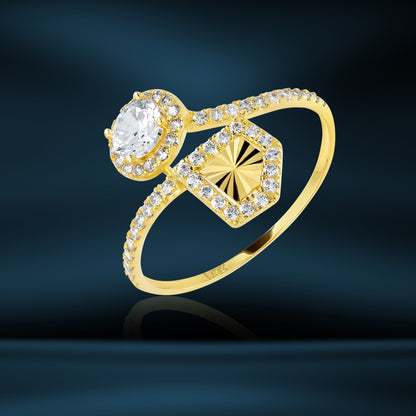 18K Pure Gold Stone Ring