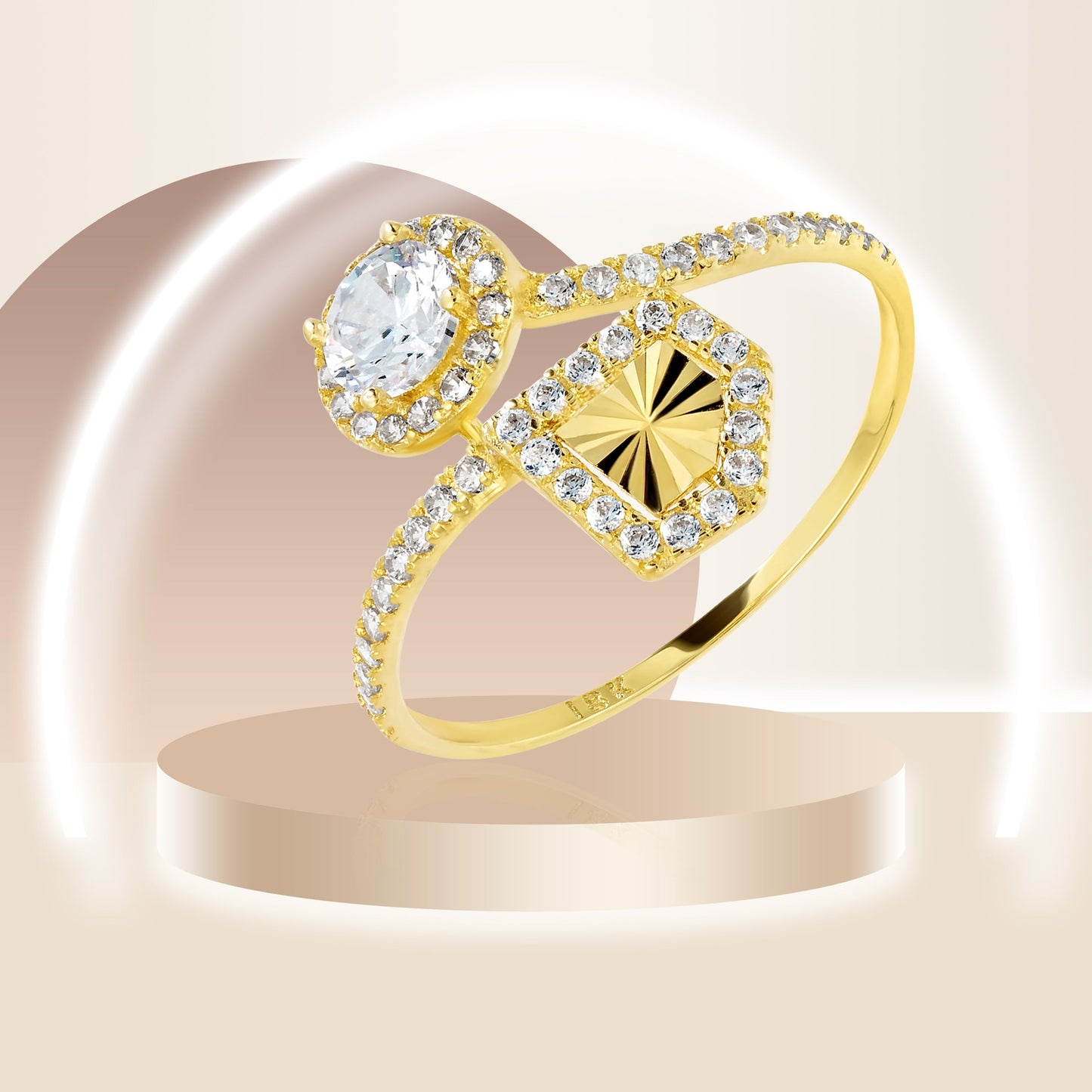 18K Pure Gold Stone Ring