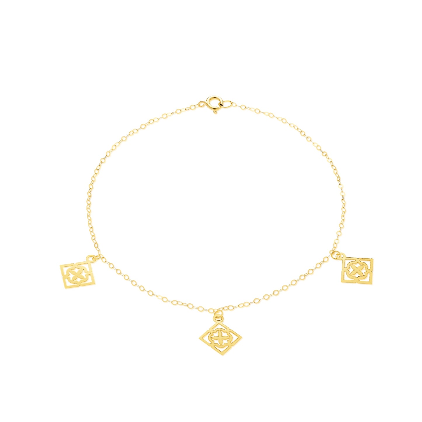 18K Pure Gold Fine Square Bracelet