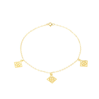 18K Pure Gold Fine Square Bracelet