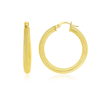18K Pure Gold Round Loop Earrings