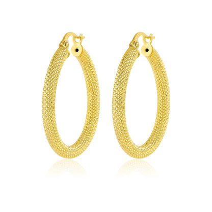 18K Pure Gold Round Loop Earrings