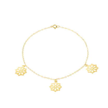 18K Pure Gold Fine Flower Bracelet