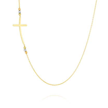 18K Pure Gold Cross Seed Necklace