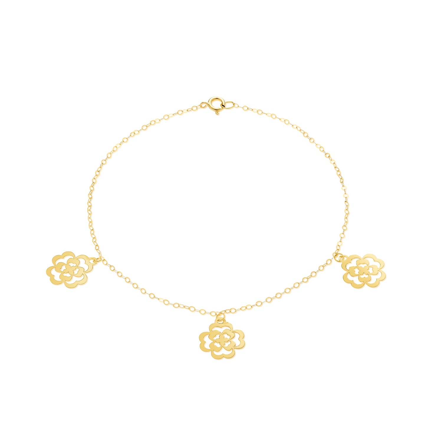 18K Pure Gold Fine Flower Bracelet