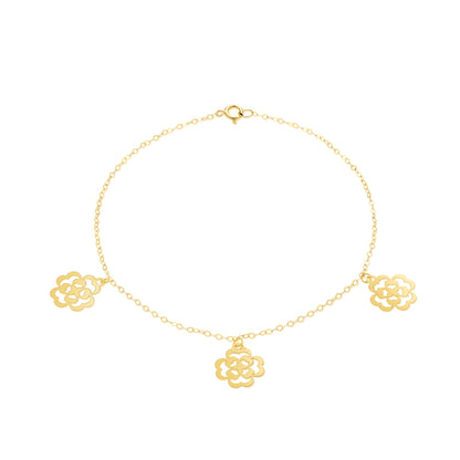 18K Pure Gold Fine Flower Bracelet