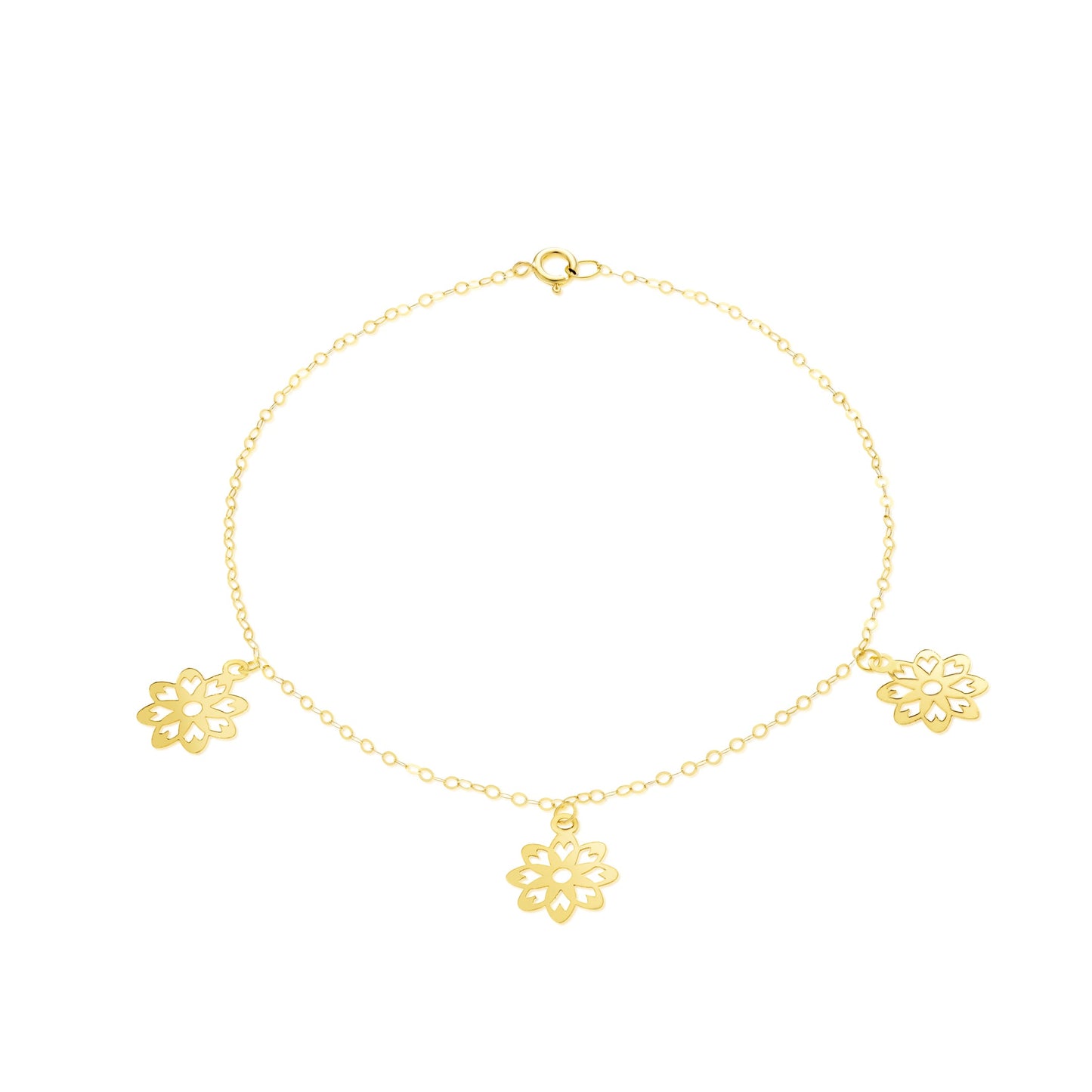 18K Pure Gold Fine Flower Bracelet