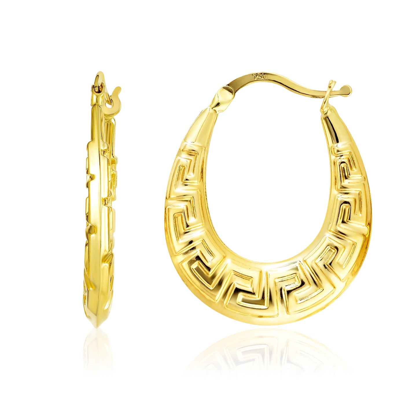 18K Pure Gold Oval Earrings