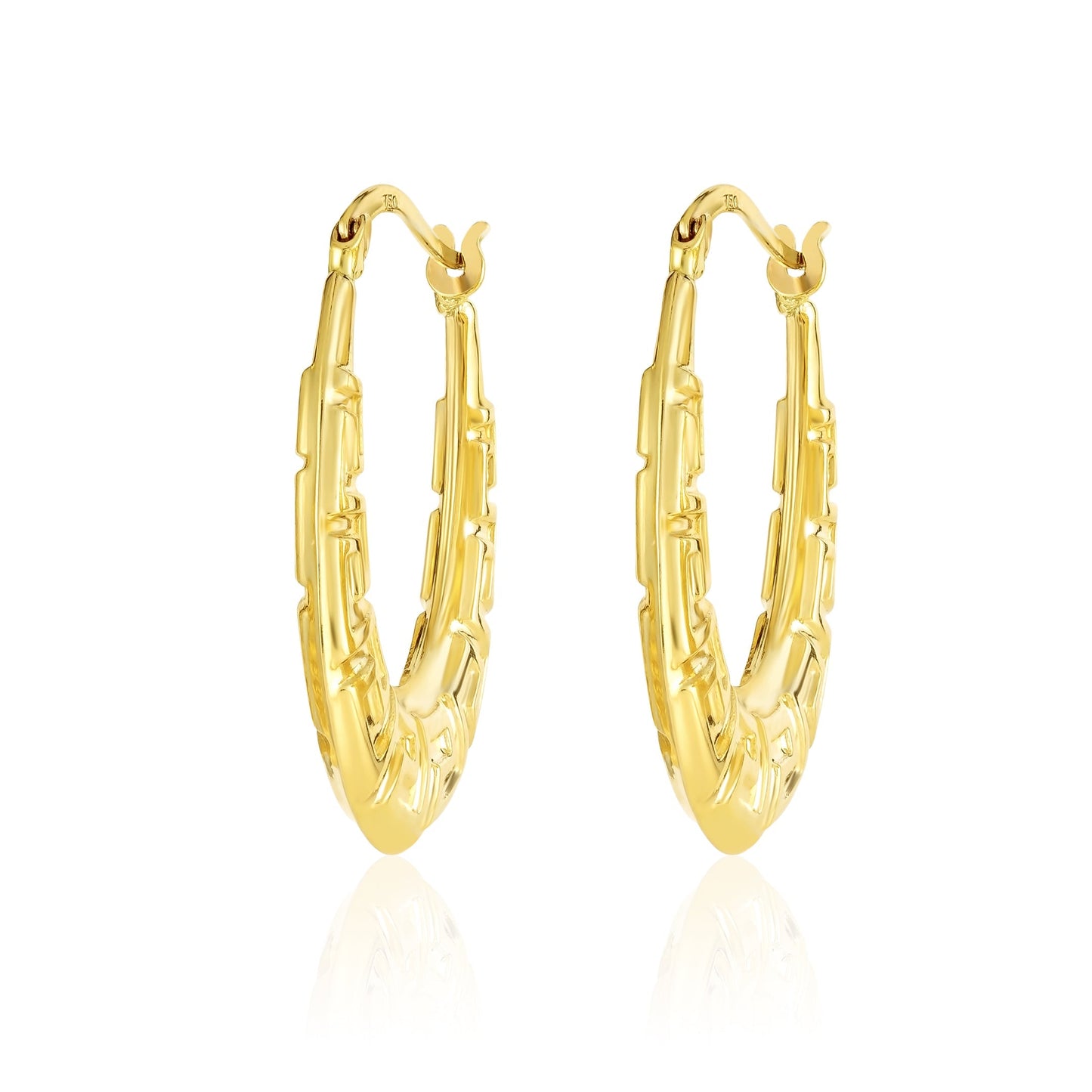 18K Pure Gold Oval Earrings