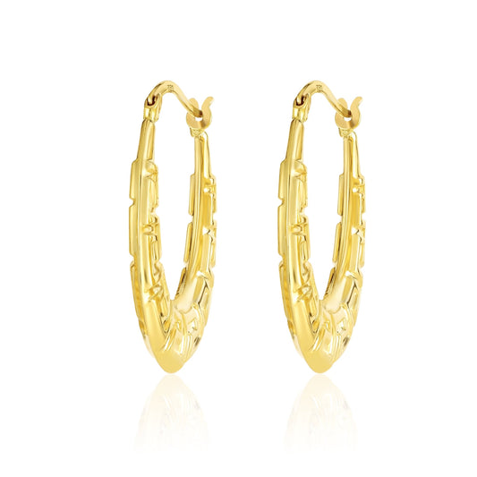 18K Pure Gold Oval Earrings