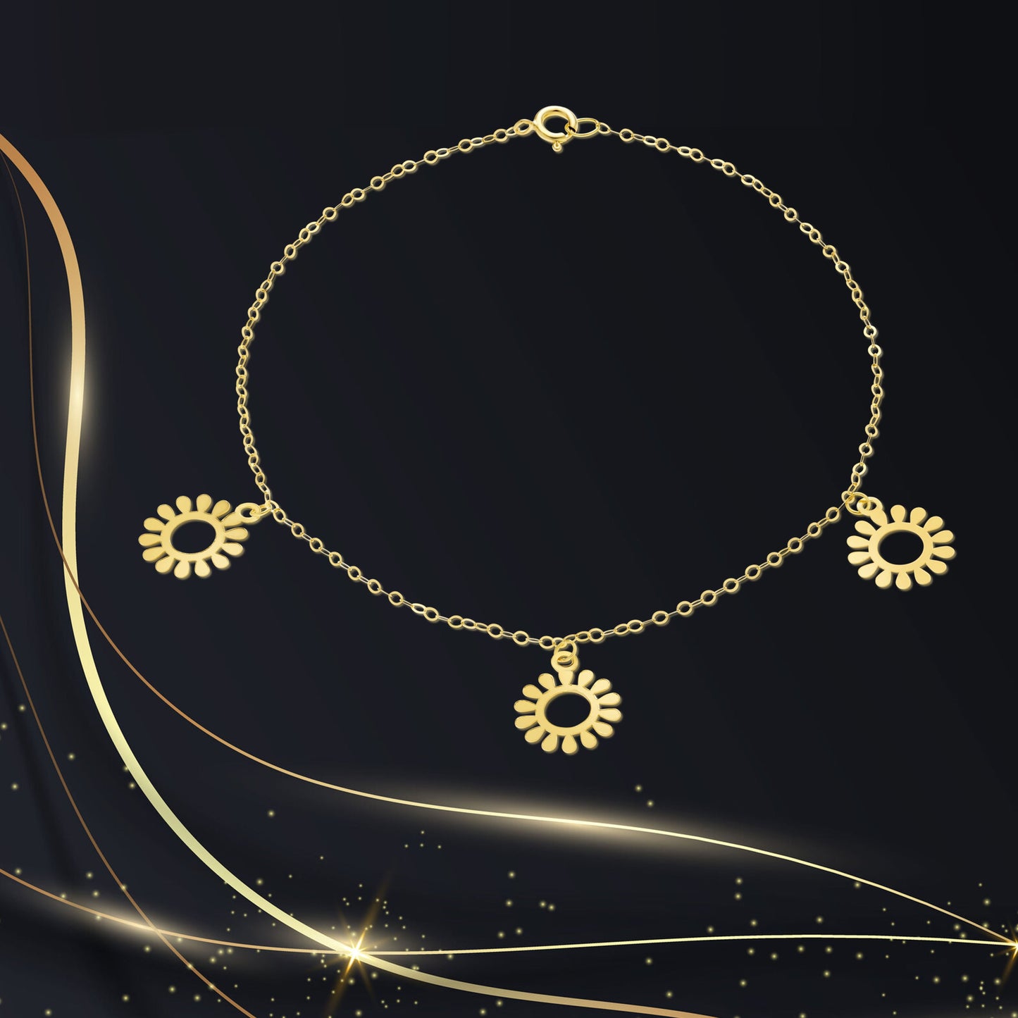 18K Pure Gold Fine Round Bracelet