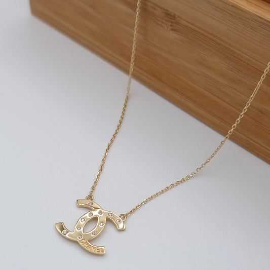 18K Pure Gold Elegant C.H Stone Necklace