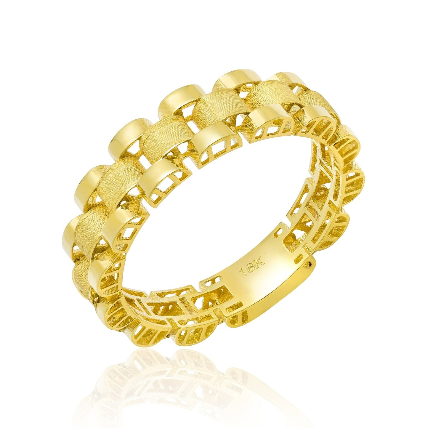 18K Pure Gold Elegant Round Ring