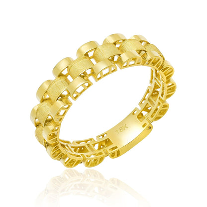 18K Pure Gold Elegant Round Ring