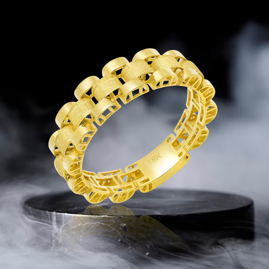 18K Pure Gold Elegant Round Ring